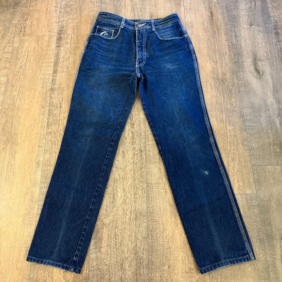 Vintage 80's Jordache Jeans Unisex Dark Blue Slim Straight Leg - Picture 2 of 11